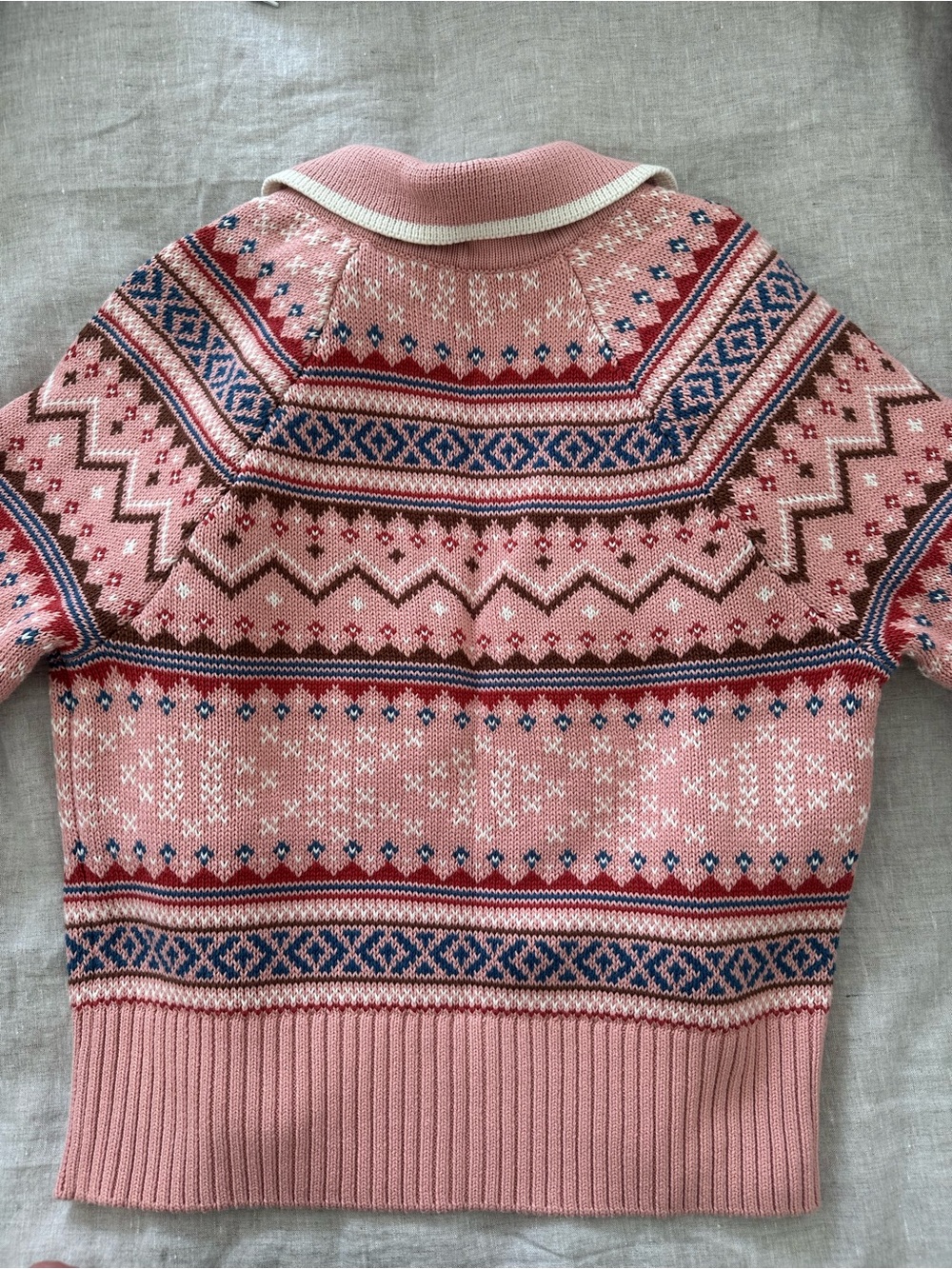 Pink Fair Isle Collared Knit Jacket from Veronica Beard - Picture 2 of 4